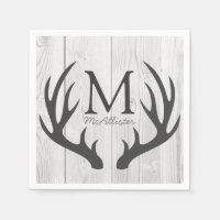 Elégant Cerf gris rustique Antlers Blanc Faux Bois