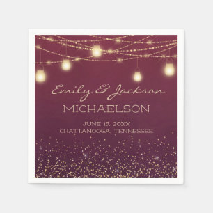 Serviette En Papier Élégant Chaîne d'or Bourgogne Lanternes