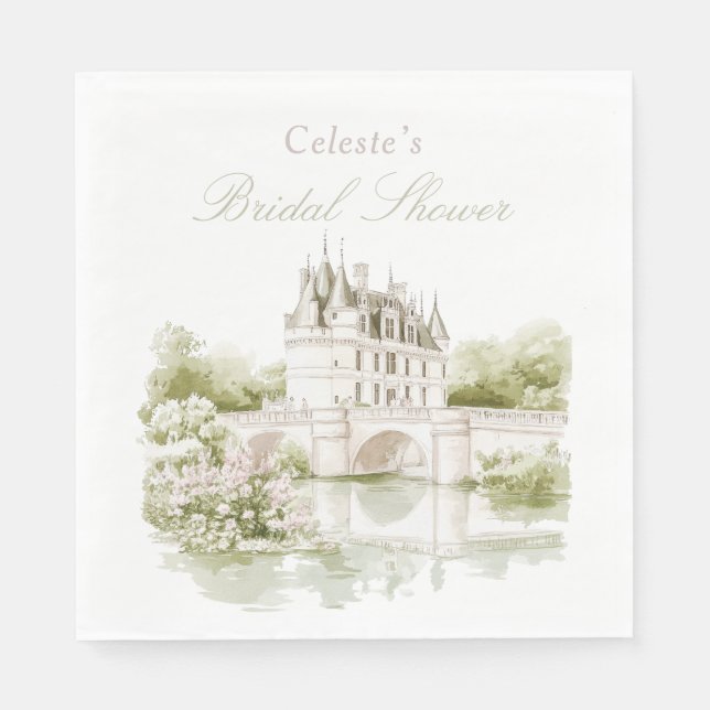 Serviette En Papier Elégant Château Romance Française Enterrement de V (Devant)