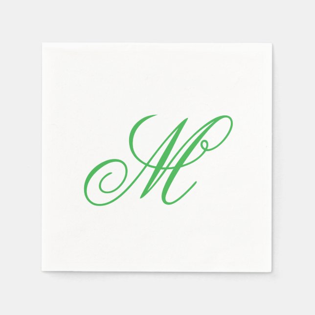 Serviette En Papier Élégant chaux vert Monogramme initial (Devant)