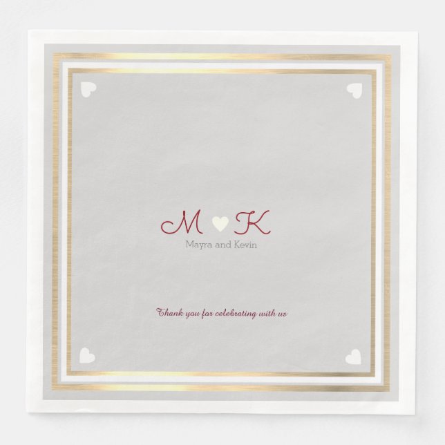 Serviette En Papier Élégant Chic monogramme fête de mariage réception (Devant)