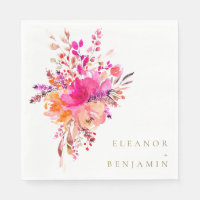Elégant Chic Rose Aquarelle Mariage Floral Personn