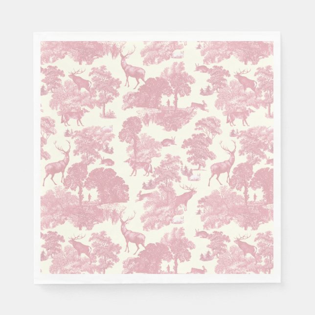 Serviette En Papier Elégant Chic Rose Toile Cerf Boodland (Devant)