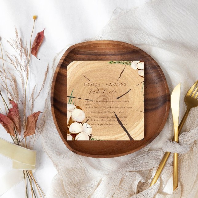 Serviette En Papier Elegant & Chic Rustic Mariage faits amusants maria (Créateur téléchargé)