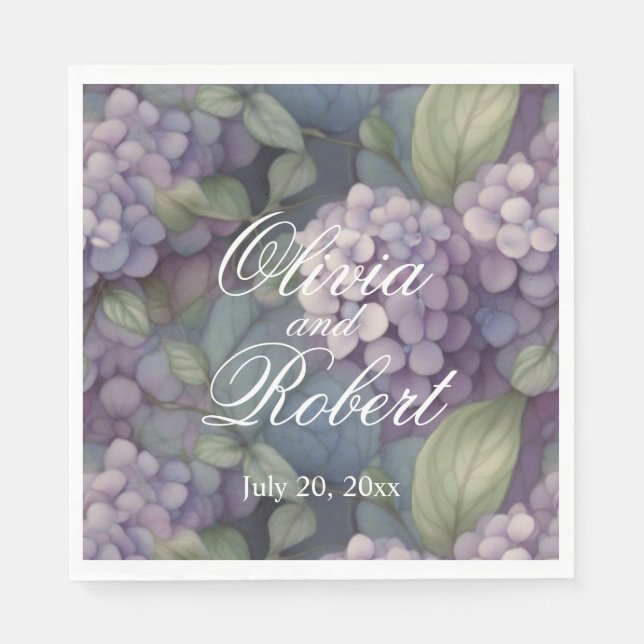 Serviette En Papier Elégant chic violet aquarelle Mariage floral (Devant)