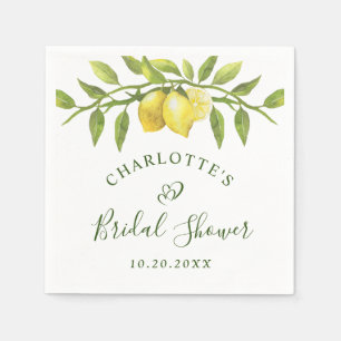 Serviette En Papier Elégant citrons aquarelle FÊTE DES MARIÉES verte