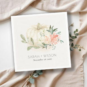 Serviette En Papier Élégant Citrouille blanc doux Mariage floral
