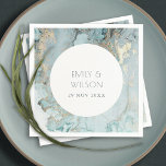 SERVIETTE EN PAPIER ÉLÉGANT CLASSE AQUA DUSKY BLUE GOLD AGATE MARIAGE<br><div class="desc">Si vous avez besoin d'une personnalisation supplémentaire,  n'hésitez pas à m'envoyer un message sur yellowfebstudio@gmail.com</div>