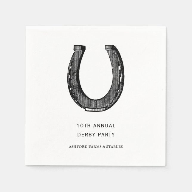 Serviette En Papier Élégant Classic Black White Horse Race Derby Party (Devant)