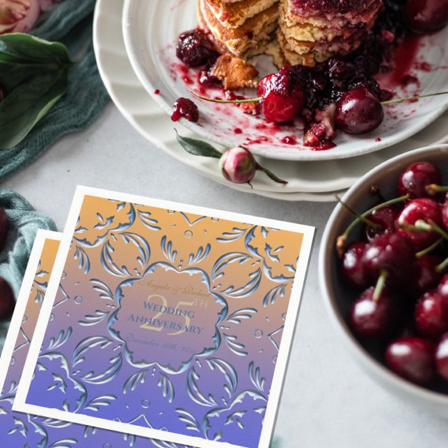 Serviette En Papier Élégant Classic Fancy 25e anniversaire de Mariage (Créateur téléchargé)