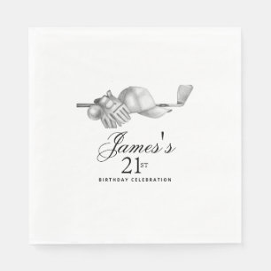 Serviette En Papier Elégant Classic Golf 21e Anniversaire Fête Personn