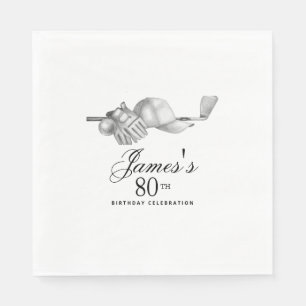 Serviette En Papier Elégant Classic Golf 80e Anniversaire Fête Personn