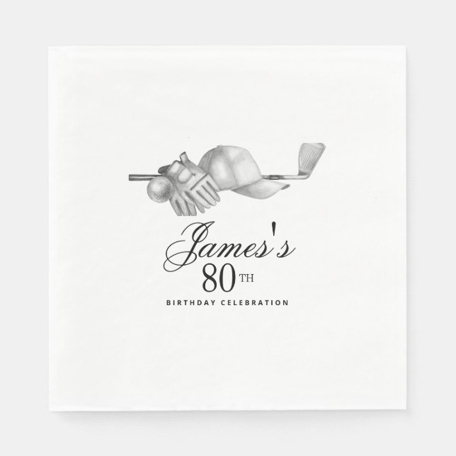 Serviette En Papier Elégant Classic Golf 80e Anniversaire Fête Personn (Devant)