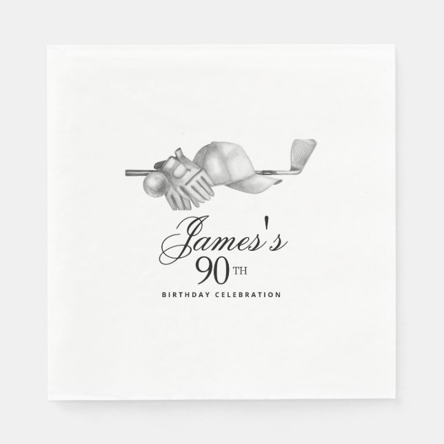 Serviette En Papier Elégant Classic Golf 90e Anniversaire Fête Personn (Devant)