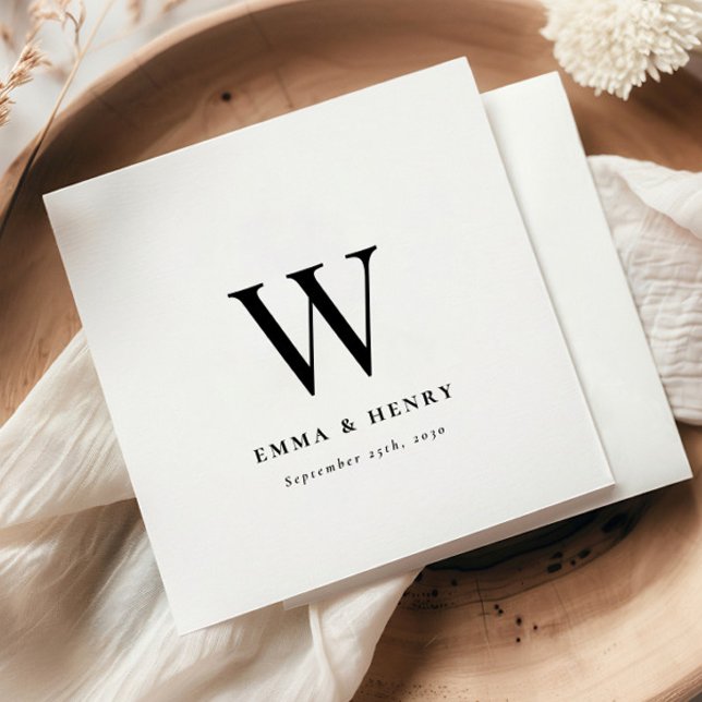 Serviette En Papier Elegant Classic Last Name Initial Wedding (Créateur téléchargé)