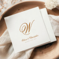 Serviette En Papier Elegant Classic Nom Mariage initial