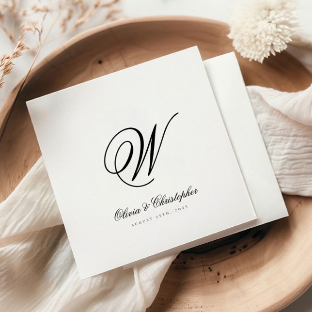 Serviette En Papier Elegant Classic Nom Mariage initial (Créateur téléchargé)