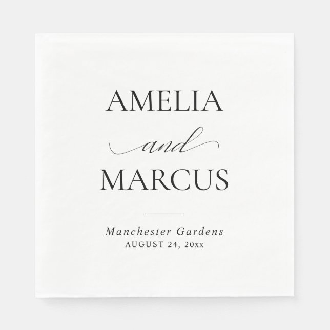 Serviette En Papier Elegant Classic Script Calligraphy Wedding (Devant)