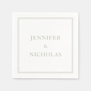 Serviette En Papier Élégant classique Formal Sage Mariage vert