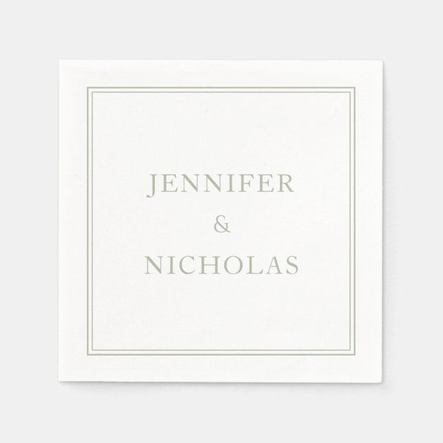 Serviette En Papier Élégant classique Formal Sage Mariage vert (Devant)