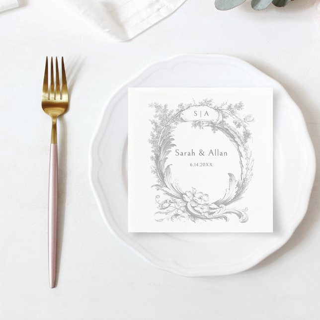 Serviette En Papier Élégant classique Rococo Floral (Créateur téléchargé)