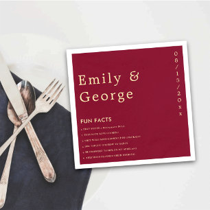Serviette En Papier Élégant Classy Bourgogne Gold Fun Facts Mariage