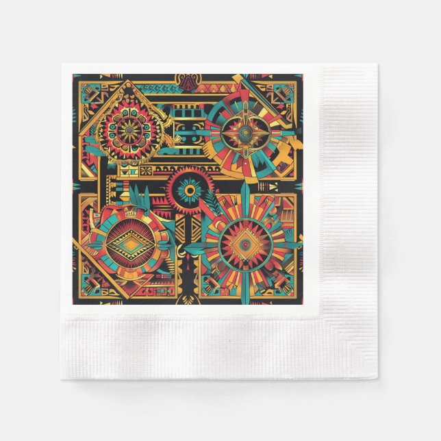 Serviette En Papier Elégant cocktail festif Turquoise "Aztec Dream" Na (Devant)
