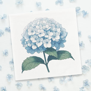 Serviette En Papier Élégant Cocktail Fleur Hydrangea Bleu Clair