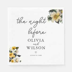 Serviette En Papier Elégant Cocktail Mariage blanc et jaune