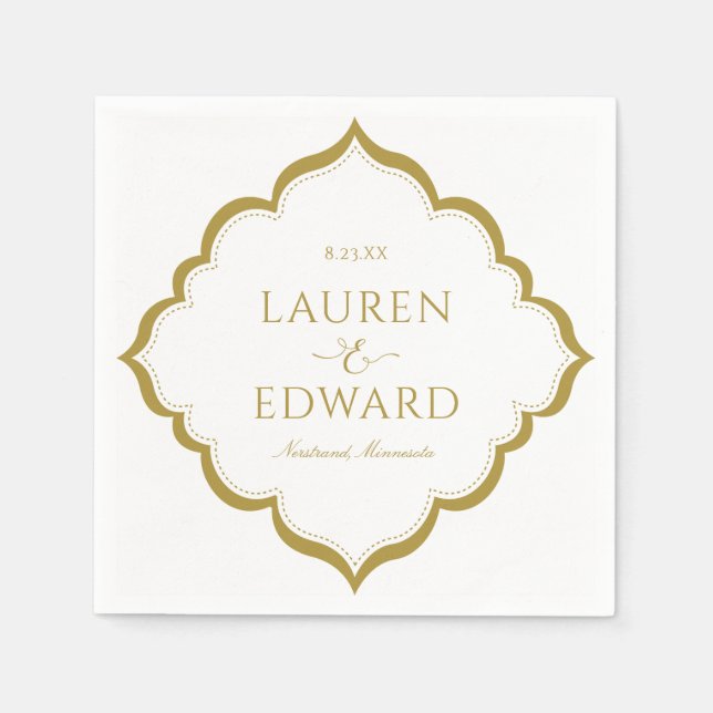 Serviette En Papier Élégant cocktail Mariage de la frontière Naples (O (Devant)