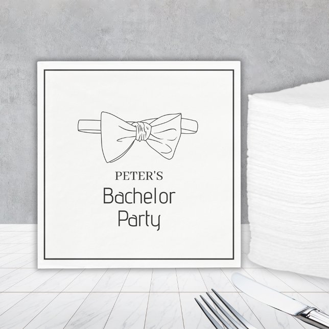 Serviette En Papier Élégant Col noir papillon personnalisé enterrement (Elegant Stylish Bow Tie Custom Bachelor Party Napkins
)