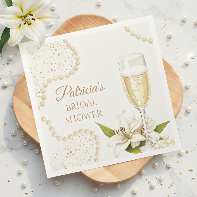 Serviette En Papier Élégant Colliers de Perles & Apéritif de Mariage (Créateur téléchargé)