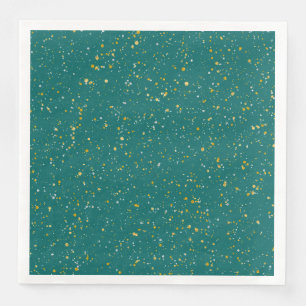 Serviette En Papier Elegant Confeti Space - Teal Green & Gold, Silver