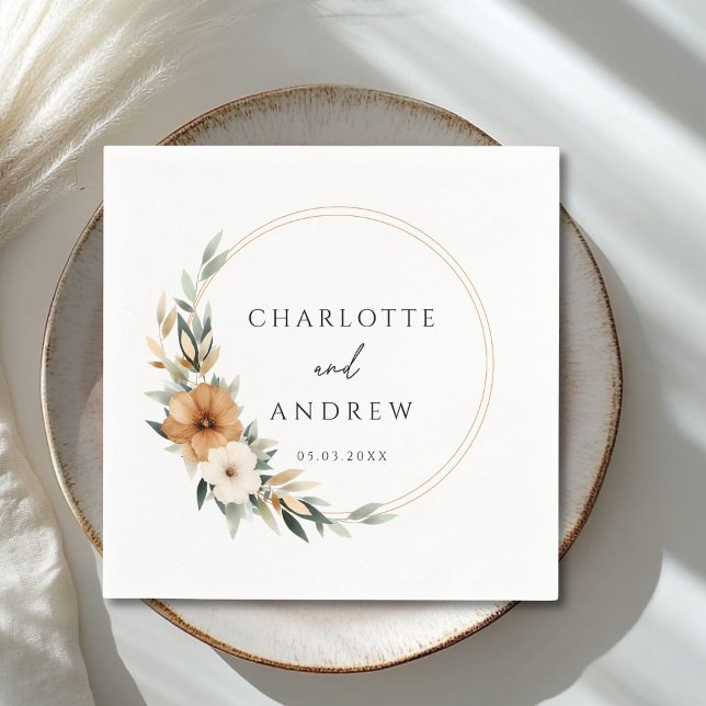 Serviette En Papier Elegant Copper & Earthy Botanical Wedding  (Elegant Copper & Earthy Botanical Wedding Napkins)