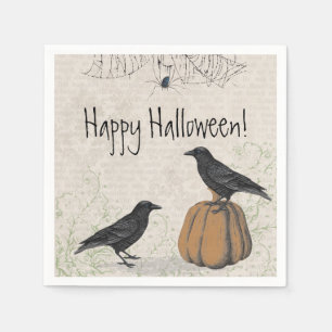 Serviette En Papier Elégant Corbeau Joyeux Halloween