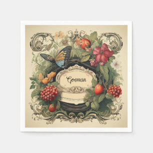 Serviette En Papier Elégant Cottagecore Garden Berries Personnalisé