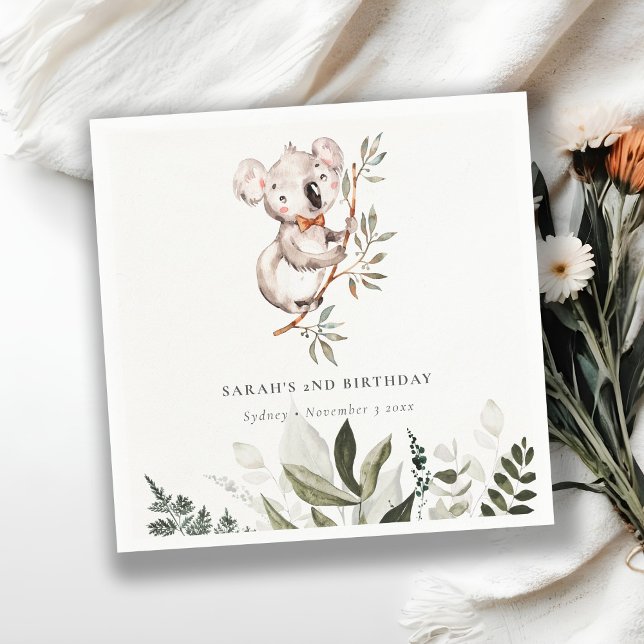 Serviette En Papier Élégant Couché Sleepy Koala Foliage N'importe quel (Créateur téléchargé)