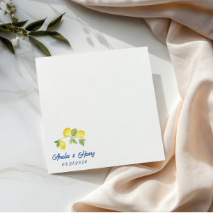 Serviette En Papier Élégant Couple de Lancement de Mariage au Citron à