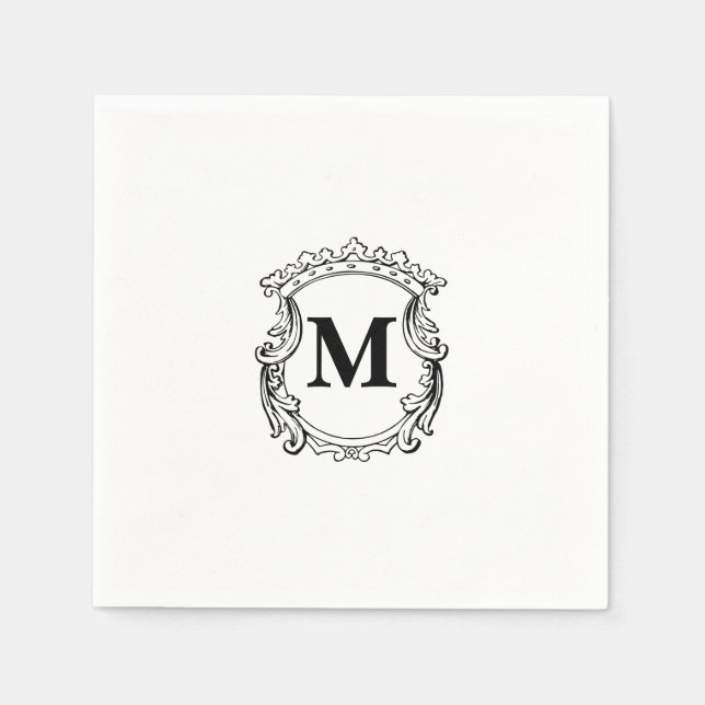 Serviette En Papier Elegant Crest Custom Monogram  (Devant)