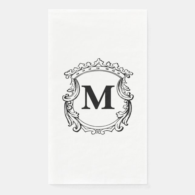 Serviette En Papier Elegant Crest Custom Monogram  (Devant)