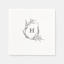 Élégant Crest Monogram Mariage Napkin