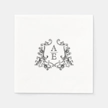 Élégant Crest Monogram Mariage Napkin