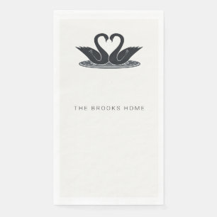 Serviette En Papier Élégant Cygne Minimaliste en Smoking Note Personna