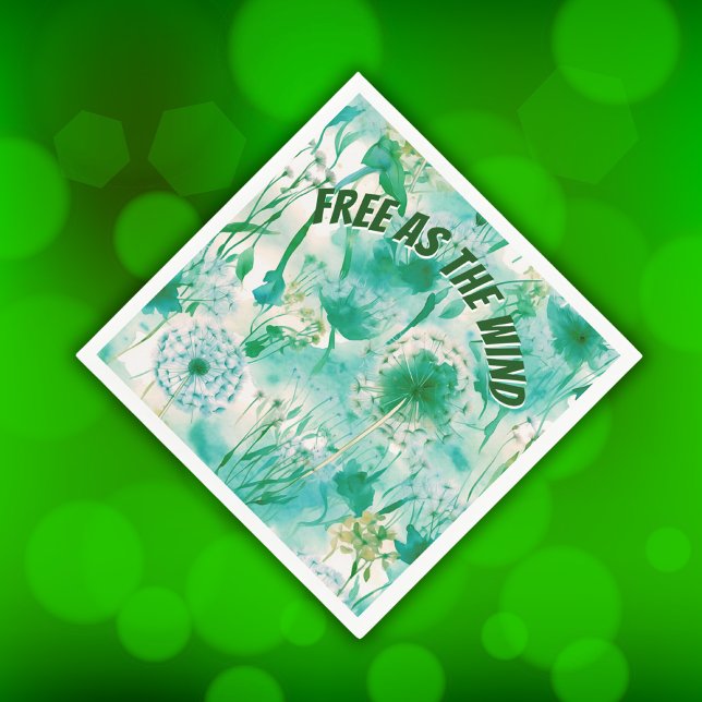 Serviette En Papier Élégant Dandelion Monogramme vert et blanc | (Créateur téléchargé)