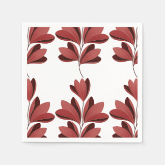 Serviette En Papier Elegant Dark Red Stylized Floral Branch