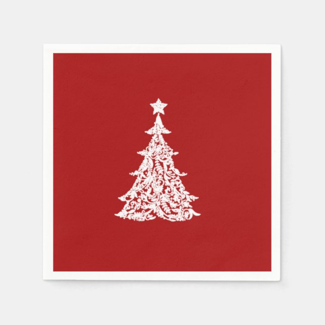 Serviette En Papier Élégant Décor de Noël Arbre (Devant)
