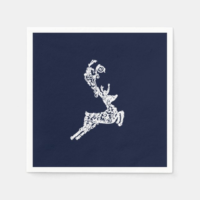 Serviette En Papier Élégant Décor de Noël Reindeer (Devant)