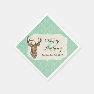 Serviette En Papier Elegant Deer Antlers Mariage campagnard rustique