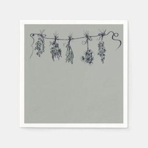 Serviette En Papier Elégant dessin de la ligne de jardin d'herbes