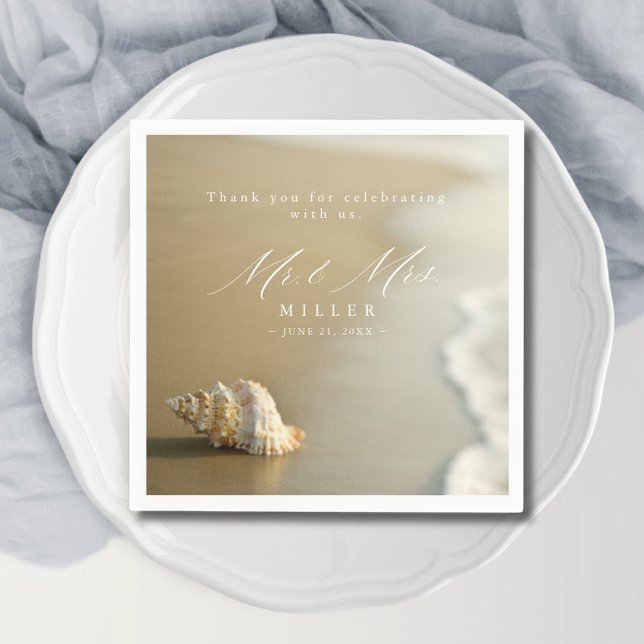Serviette En Papier Elégant Destination Beach Merci de mariage (Elegant Destination Beach Wedding Thank You Napkins)
